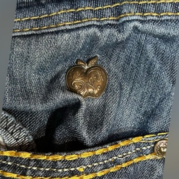 Vintage 90s Apple Bottom Stretch Denim Low Rise Runched Tapered Leg Jeans~11/12~ - Picture 5 of 10